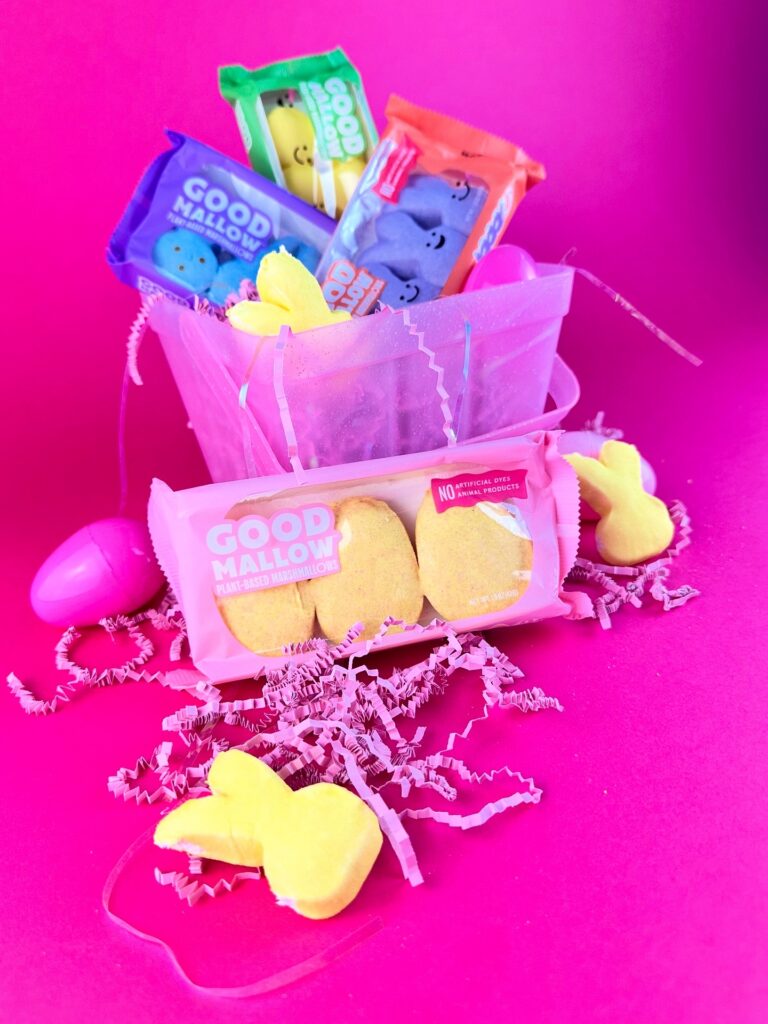 GoodMallow vegan peeps bunny marshmallows in Easter basket