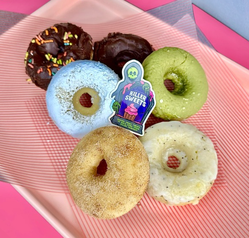 vegan donuts modesto killer sweets assorted flavors chocolate matcha cinnamon sugar