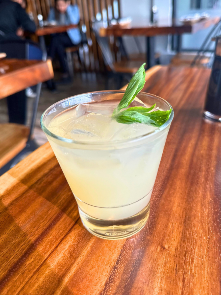 Basil Mojito with shochu, Thai basil and lime at Tane Vegan Izakaya in Berkeley