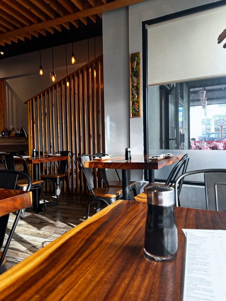 Interior and tables at Tane Vegan Izakaya in Berkeley